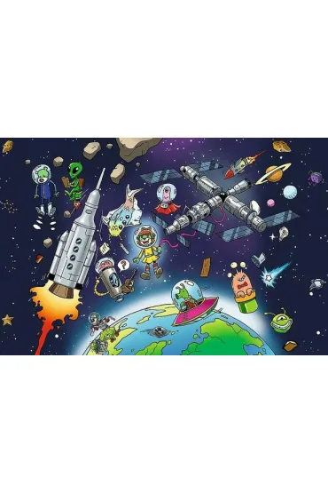 Puzzle UFT 100 el. Treflinka w kosmosie Rodzina Treflik�w 16541