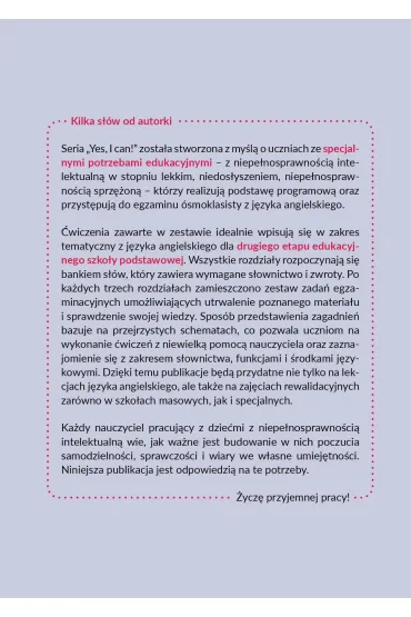 Yes, I can! Cz�� 1. Zadania do nauki j�zyka angielskiego dla uczni�w klas 4&ndash;8 ze specjalnymi potrzebami edukacyjnymi - Ewelina Hadrian