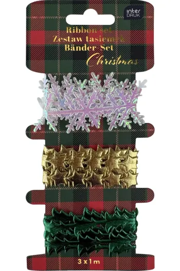 Interdruk Zestaw tasiemek Shapes Christmas 3 x 1 m 3 m