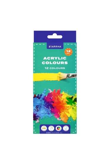 Farby akrylowe 12 kolor�w 12ml w tubie STARPAK 520192