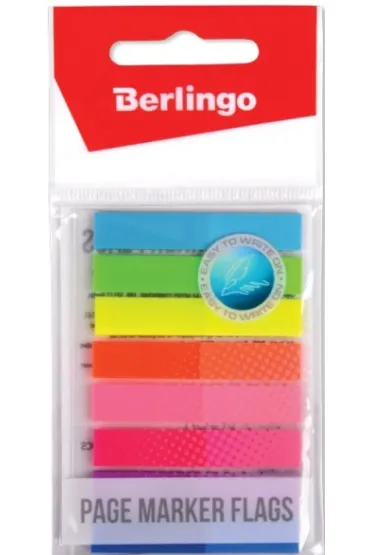 Berlingo Zak�adki indeksuj�ce PP, 45x8 mm, 8x20k., zawieszka, w dozowniku., 8 kolor., neon