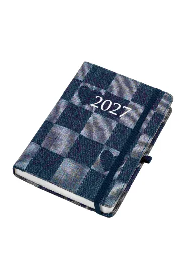 Kalendarz Jazz 2027 B6 dzienny jeans serca