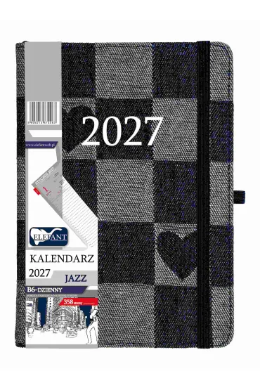 Kalendarz Jazz 2027 B6 dzienny jeans serca
