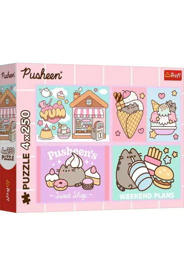 Puzzle Pusheen 4x250 Poznajcie Pusheena TREFL