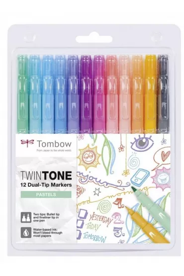 Tombow Markery dwustronne TwinTone pastelowe 12 szt.