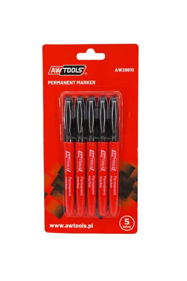 Awtools Markery permanentne cienkie czarne 5 szt.
