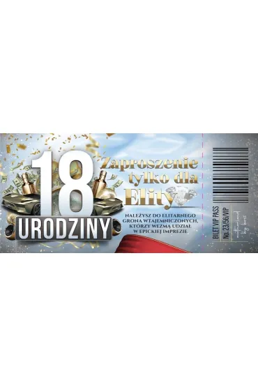 Yeku Zaproszenie z kuponem 18 Urodziny op.10 szt. mix