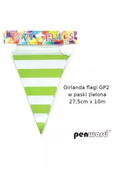 Penword Girlanda flagi w paski zielona 27.5cmx10m