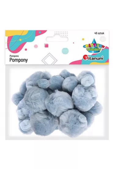 Titanum Pompony akrylowe szare mix rozmiar�w 45 szt.