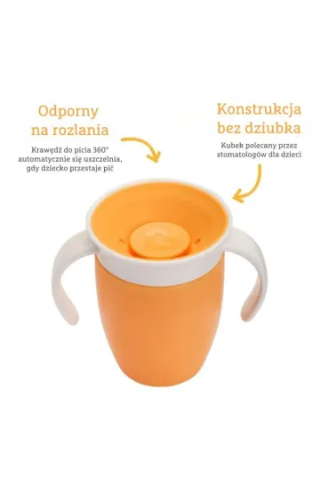 Kubek treningowy z uchwytami Munchkin Miracle 360&deg; 207ml pomara�czowy