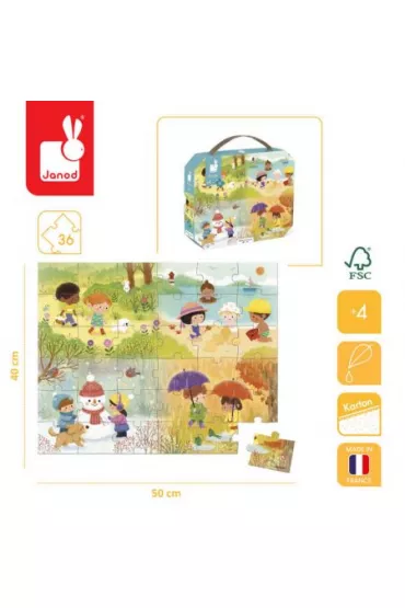 Puzzle w walizce Pory roku 4+ Janod