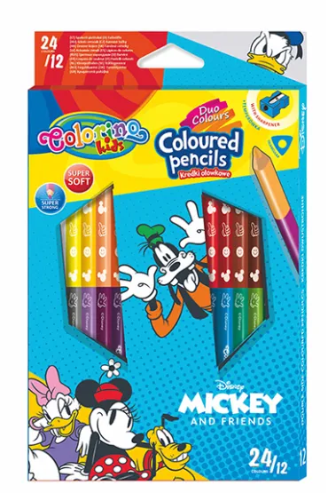 Patio Kredki o��wkowe tr�jk�tne Colorino Kids + temper�wka Mickey 24 kolor�w