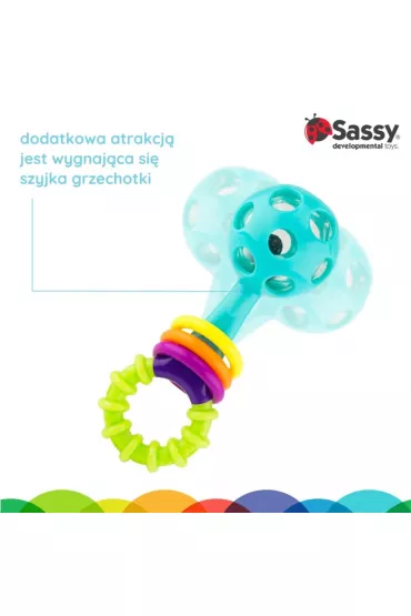 Grzechotka sztanga, zabawka sensoryczna, 0 m+ Sassy