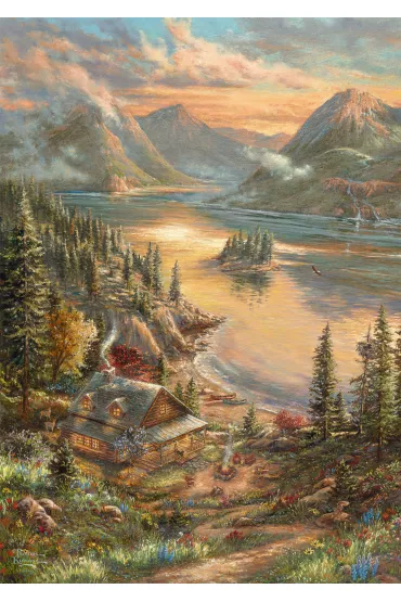 Puzzle 500 el. PQ Thomas Kinkade nad jeziorem Schmidt - Thomas  Kinkade