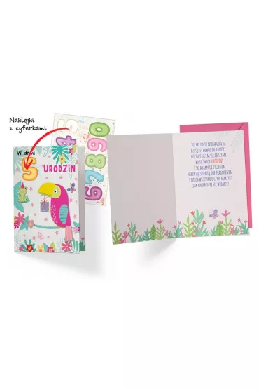 Kukartka Karnet Urodziny B6 Papuga