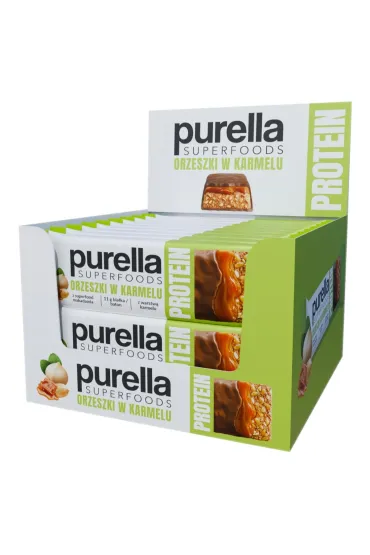 Purella Protein bar baton proteinowy orzeszki w karmelu Zgrzewka 15 x 45 g