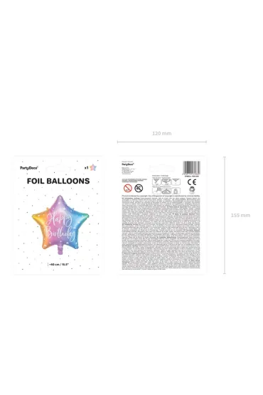 PartyDeco Balon foliowy Happy Birthday 40cm