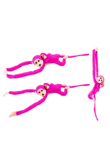 Maskotka ma�pka z dzieckiem ciemno r�owa 90cm LeanToys