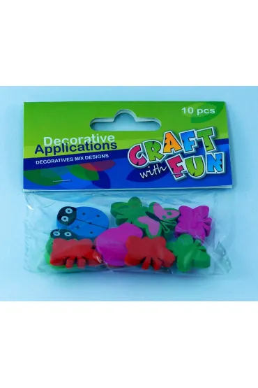 Craft with Fun Ozdoba dekoracyjna drewniana biedronka/motyl 10 szt.