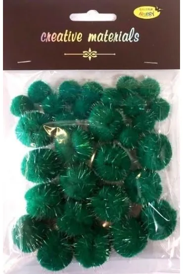 Galeria Hobby Pompony glitter zielone 15x25mm 30 szt.