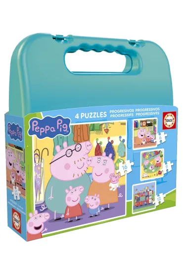Puzzle 4w1 �winka Peppa walizka 113788 Educa