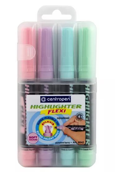 Centropen Zakre�lacz Highlighter flexi soft pastel 4 kolory