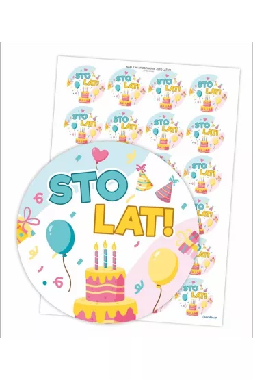 LearnHow Naklejki urodzinowe - Sto lat! 24 szt.