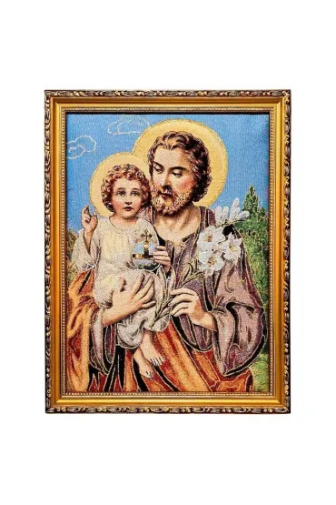Obraz Haftowany �w. J�zef z dzieci�tkiem 42x32cm