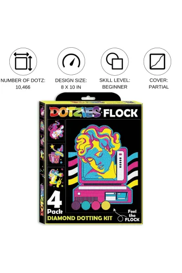 Diamond Dotz Haft diamentowy - Adults Flocked Neon Retro Classic 4pack