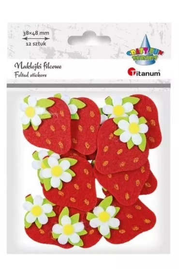 Titanum Naklejki filcowe 3D truskawki 3,8 x 4,8 cm