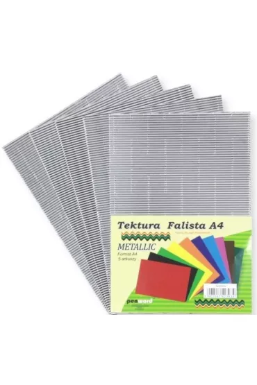 Penword Tektura A4 falista metallic srebrna 5 szt.