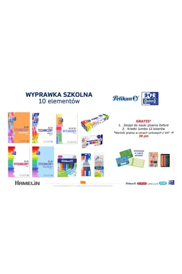 Hamelin Wyprawka szkolno-plastyczna 10 element�w. Oxford, Pelikan