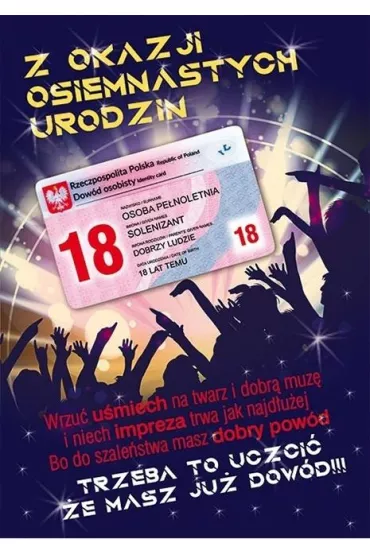 Stamp Karnet Party naklejany B6 + koperta Urodziny 18