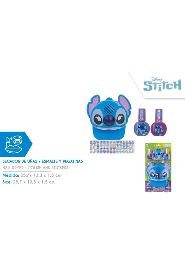 Zestaw suszarka do paznokci + 2 lakiery + naklejki Stitch SI0095GG KIDS EUROSWAN