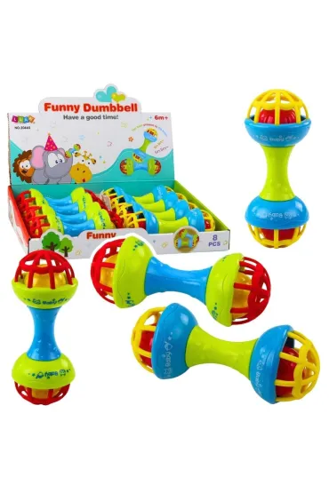Grzechotka gryzak dla niemowl�t hantelek kolorowy LeanToys