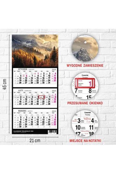 Opress Kalendarz 2026 tr�jdzielny ma�y G�ry