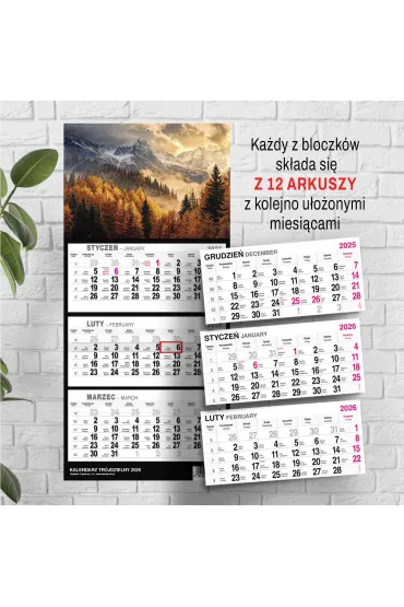 Opress Kalendarz 2026 tr�jdzielny ma�y G�ry