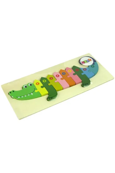 Drewniane puzzle Krokodyl liczby LeanToys