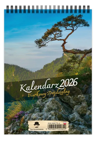 Kalendarz 2026 biurkowy pionowy tr�jdzielny na spirali KBA5-TR