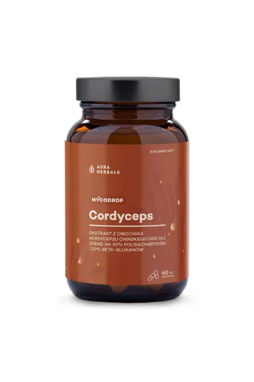 Aura Herbals Mycodrop, Cordyceps 30:1, 30% beta-glukan  suplement diety 60 kaps.