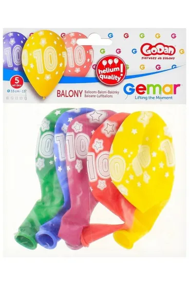 Godan Balony Premium Hel z nadrukiem 10 13" 5 szt.