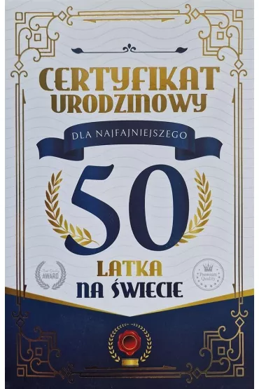 Yeku Karnet Certyfikat Urodzinowy 50 urodziny m�skie