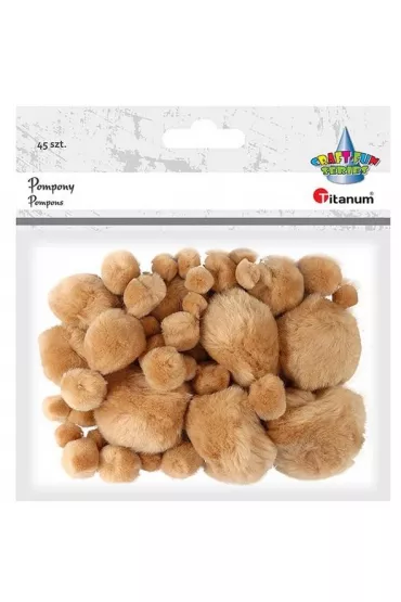Titanum Pompony akrylowe mix rozmiar�w be�owy 45 szt.