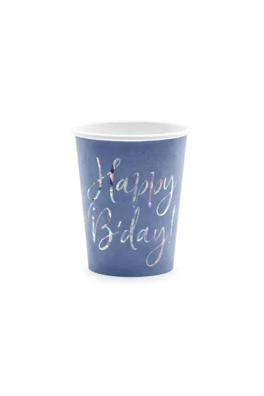 Kubeczki Happy B'day granatowy 220ml 6 szt