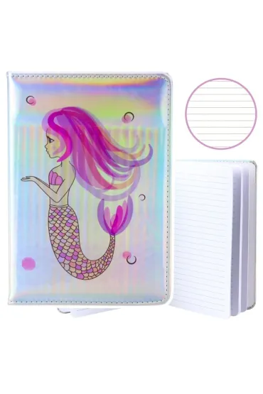 LeanToys Notatnik A5 Syrenka holograficzny linia 80 kartek