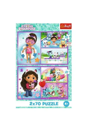 Puzzle 2x70 el. Baw si� z Gabby. Koci Domek Gabi Trefl