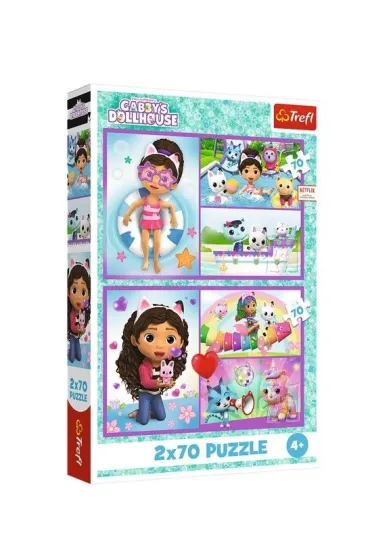 Puzzle 2x70 el. Baw si� z Gabby. Koci Domek Gabi Trefl