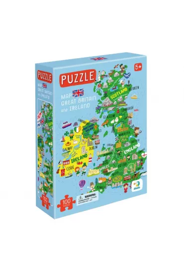 Puzzle 100 el. Mapa Wielkiej Brytanii i Irlandii Maksik
