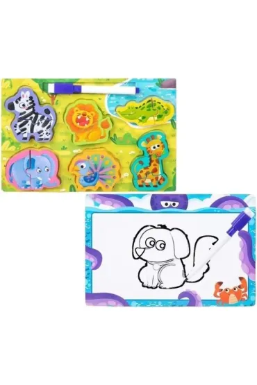 Puzzle 2w1 drewno i tablica Merkpol