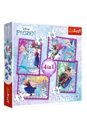 Puzzle 4w1 35+48+54+70 el. Zimowe szale�stwo Frozen 34294 Trefl